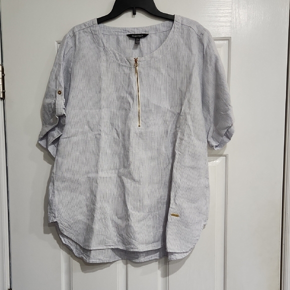 Ellen Tracy Tops - Ellen Tracy Blue and White Striped Blouse